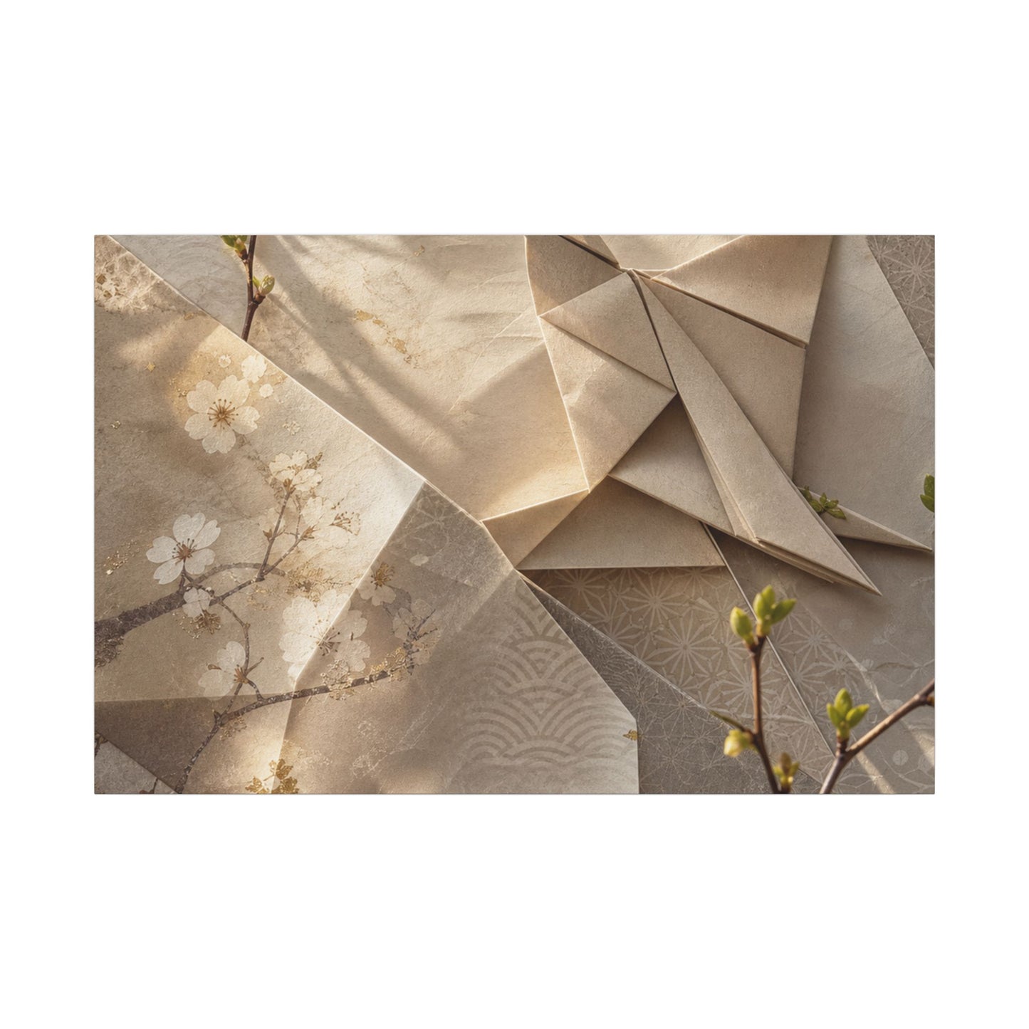 Golden Hour Paper Fold Canvas Art - Japandi Fukinsei