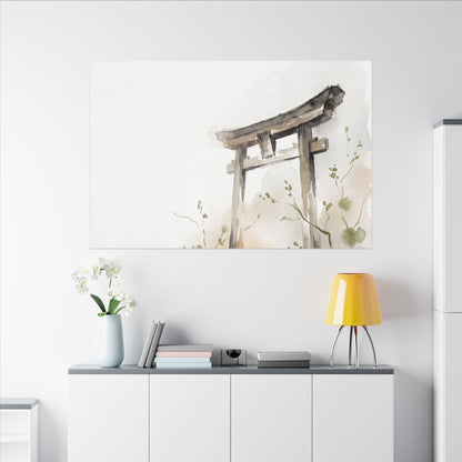 Fukinsei Torii Gate Canvas Art - Japandi Watercolor