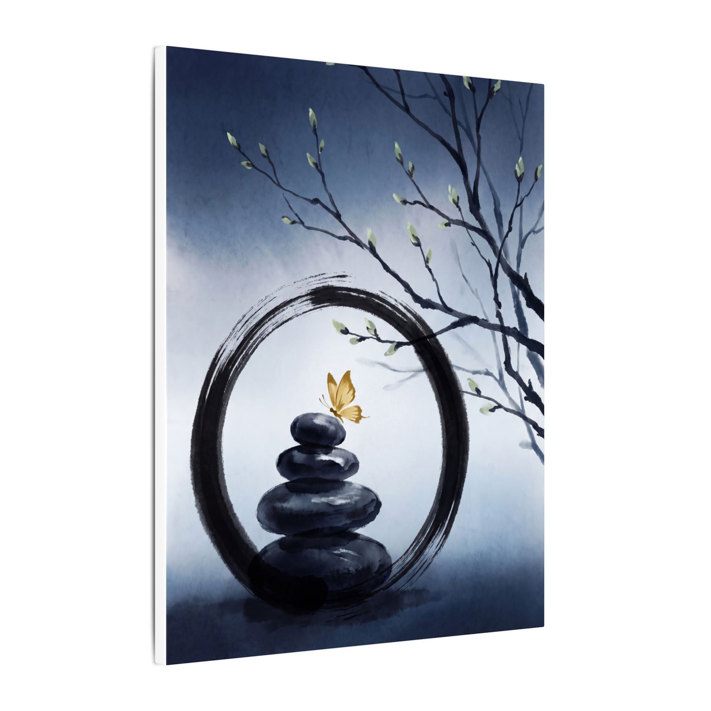 River Stones Spring Canvas Art | Zen Peaceful Design