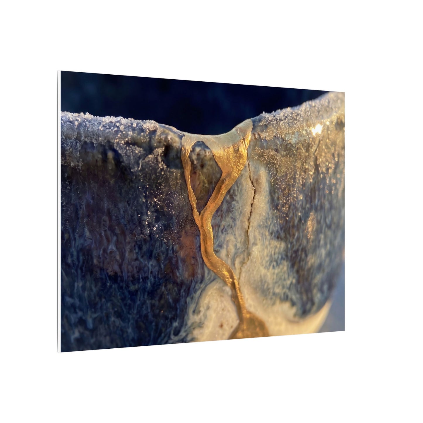 Winter Ceramic Bowl Gold Vein Canvas Art | Healing Decor