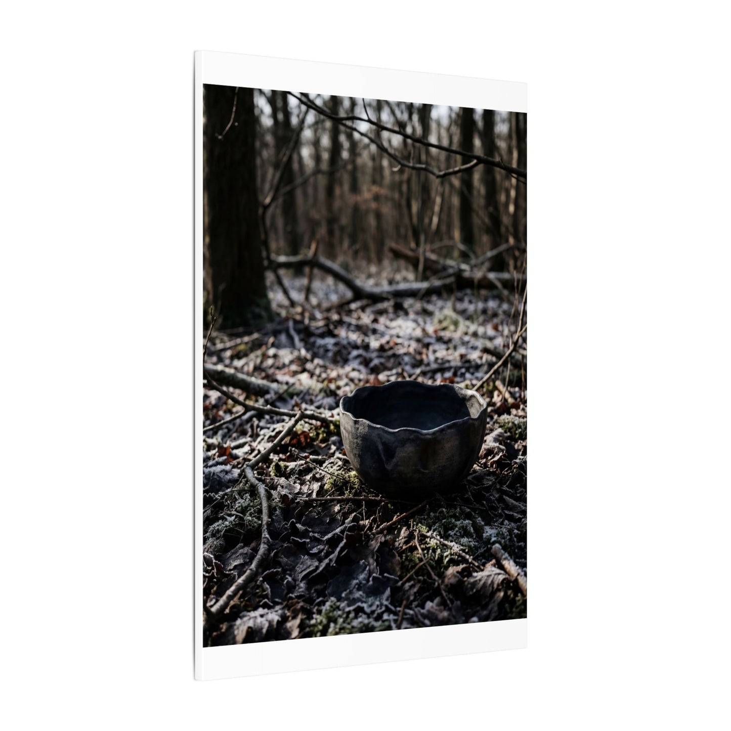 Dappled Ceramic Bowl Canvas Art - Dark Japandi Kanso
