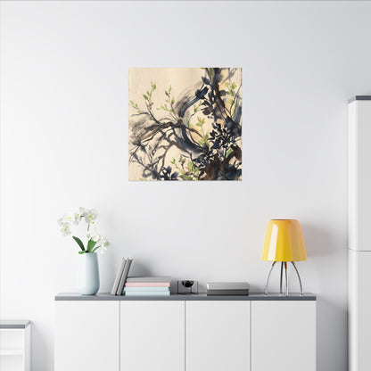 Ma Shadow Play Canvas Art - Dark Japandi Charcoal Ink