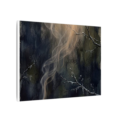 Incense Smoke Winter Canvas Art | Dark Japandi Moody Design