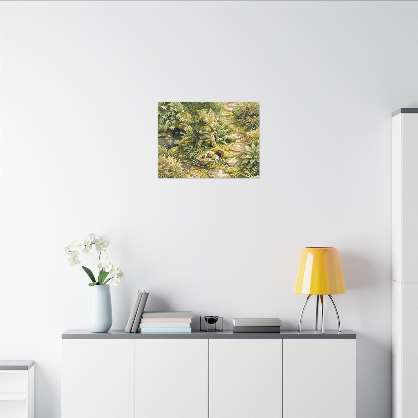 Datsuzoku Stone Lantern Canvas Art - Japandi Watercolor