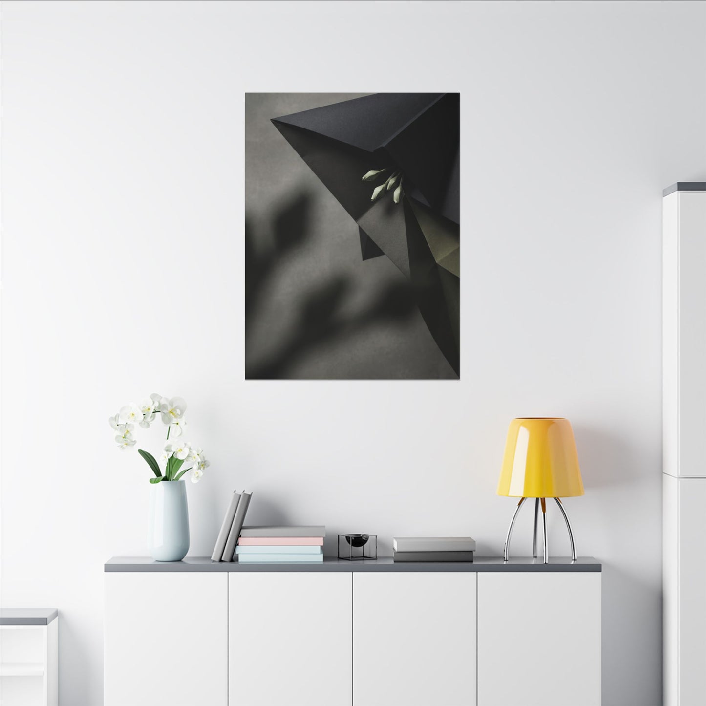 Paper Fold Moody Minimal Canvas Art | Luxurious Dark Japandi Art