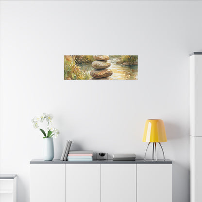 River Stones Summer Canvas Art | Japandi Cozy Design
