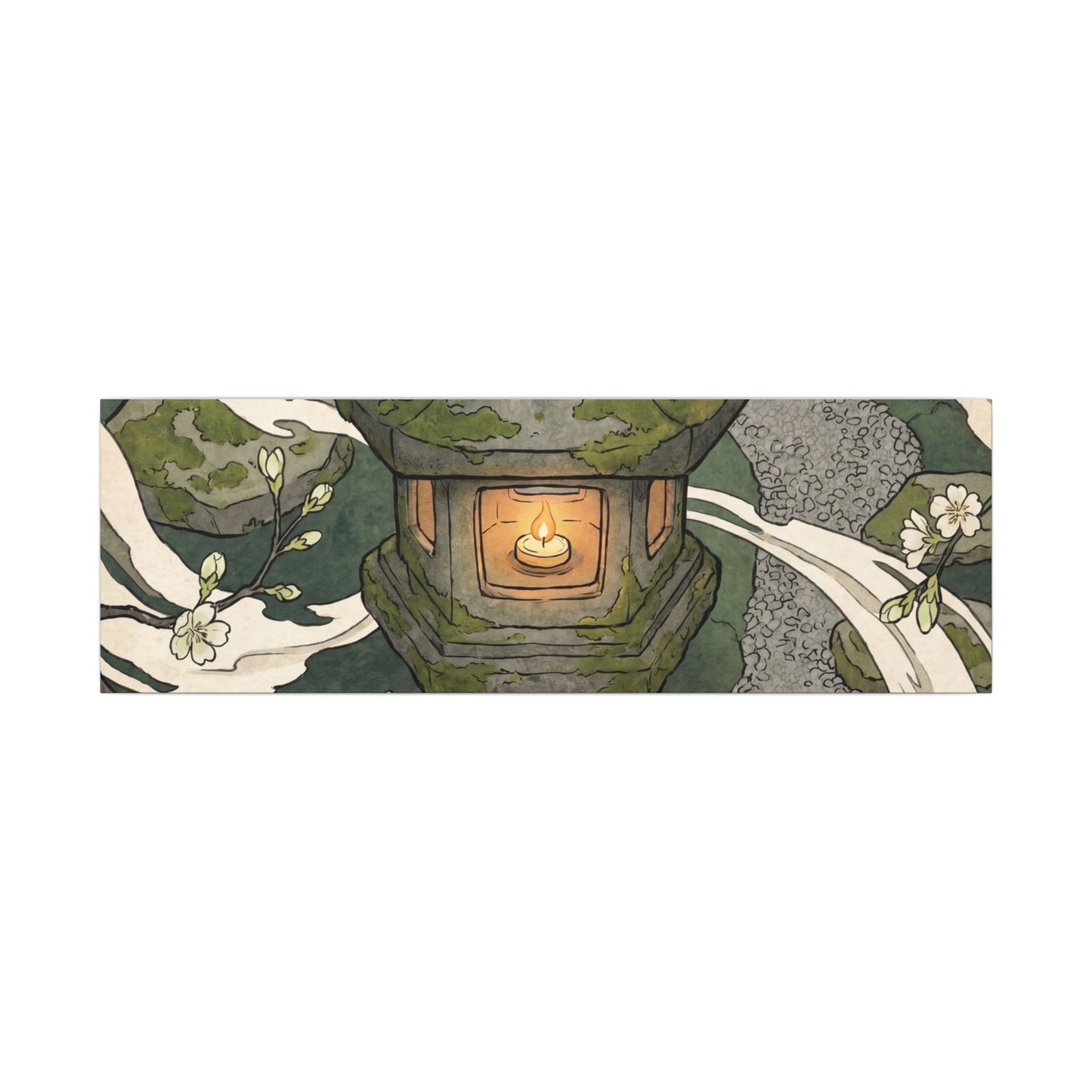 Zen Stone Lantern in Candlelight | Ukiyo E Inspired Canvas Art