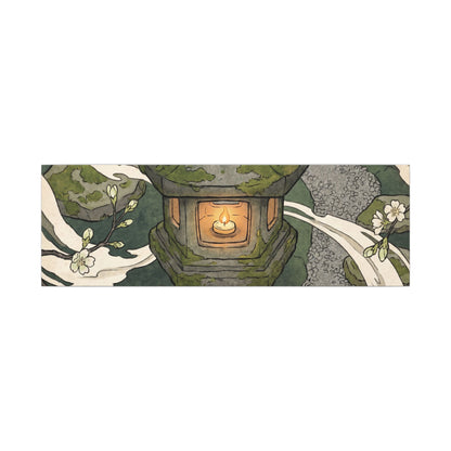 Zen Stone Lantern in Candlelight | Ukiyo E Inspired Canvas Art