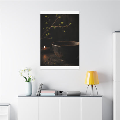Moody Ceramic Bowl Canvas Art - Shadow Zen Dark Japandi