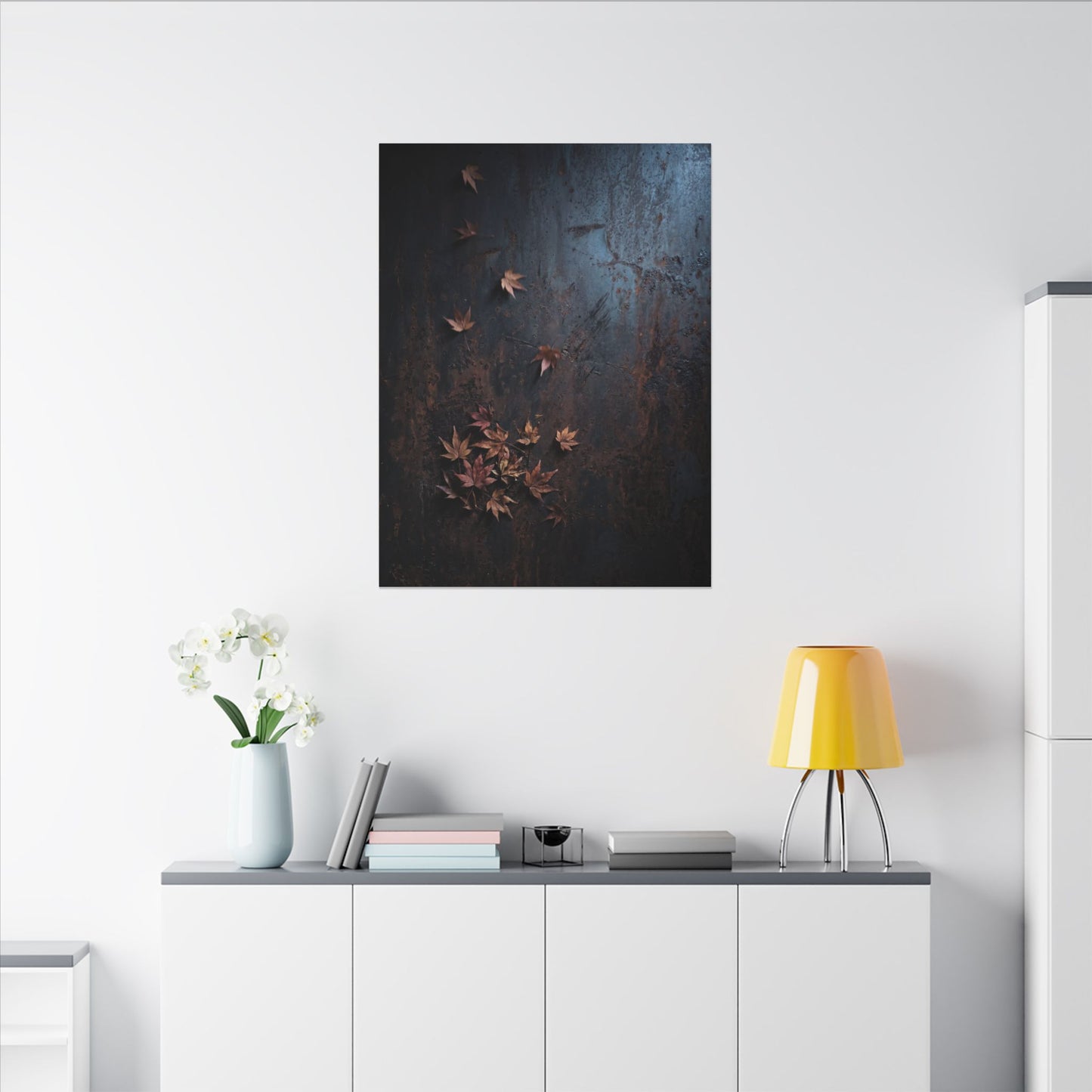Moonlight Rust Patina Canvas Art - Dark Japandi Mono No Aware