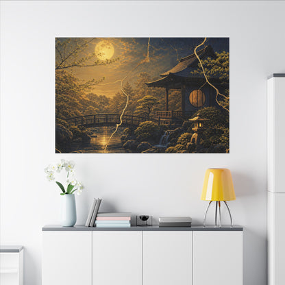 Spring Moonlit Garden Gold Vein Canvas Art | Resilient Decor
