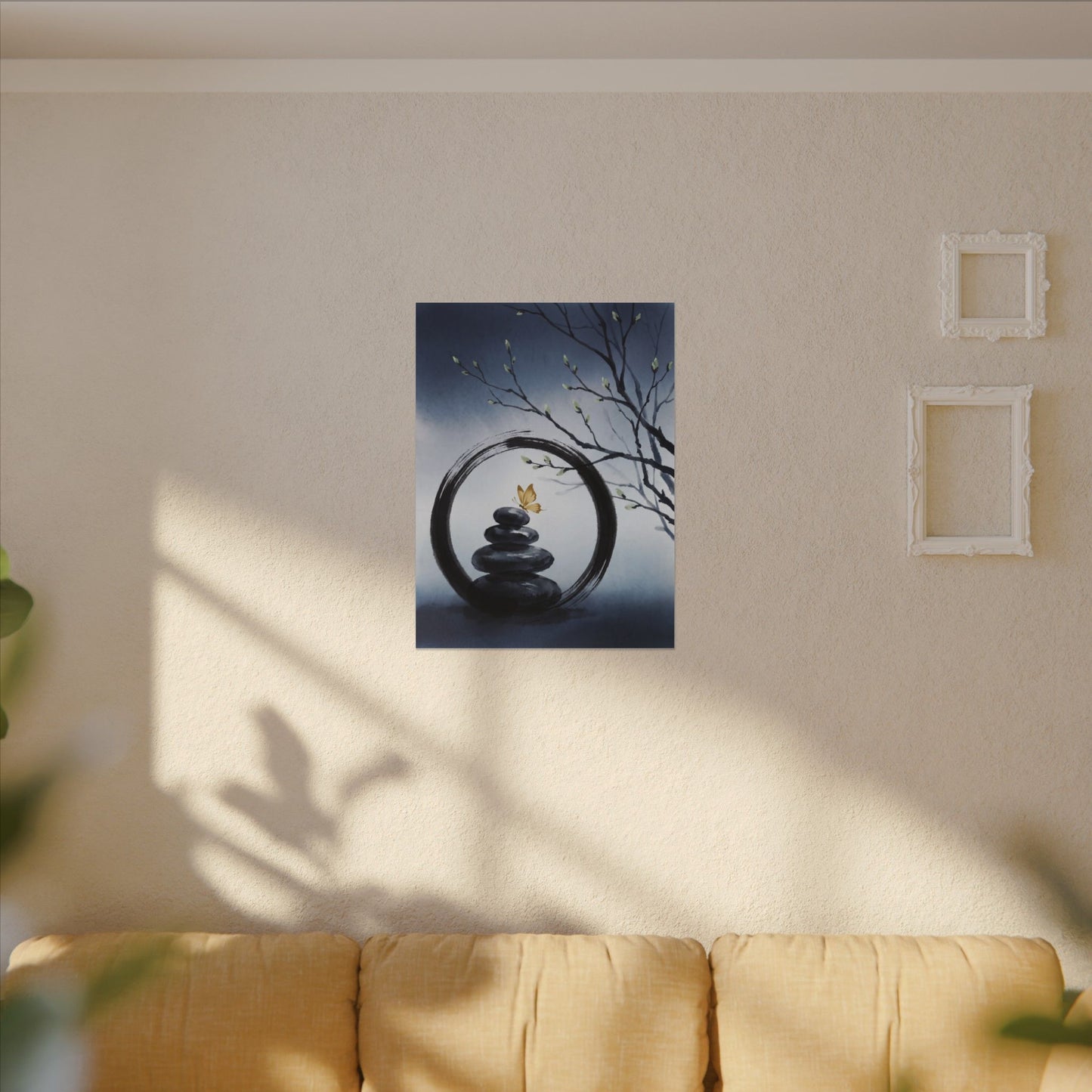 River Stones Spring Canvas Art | Zen Peaceful Design
