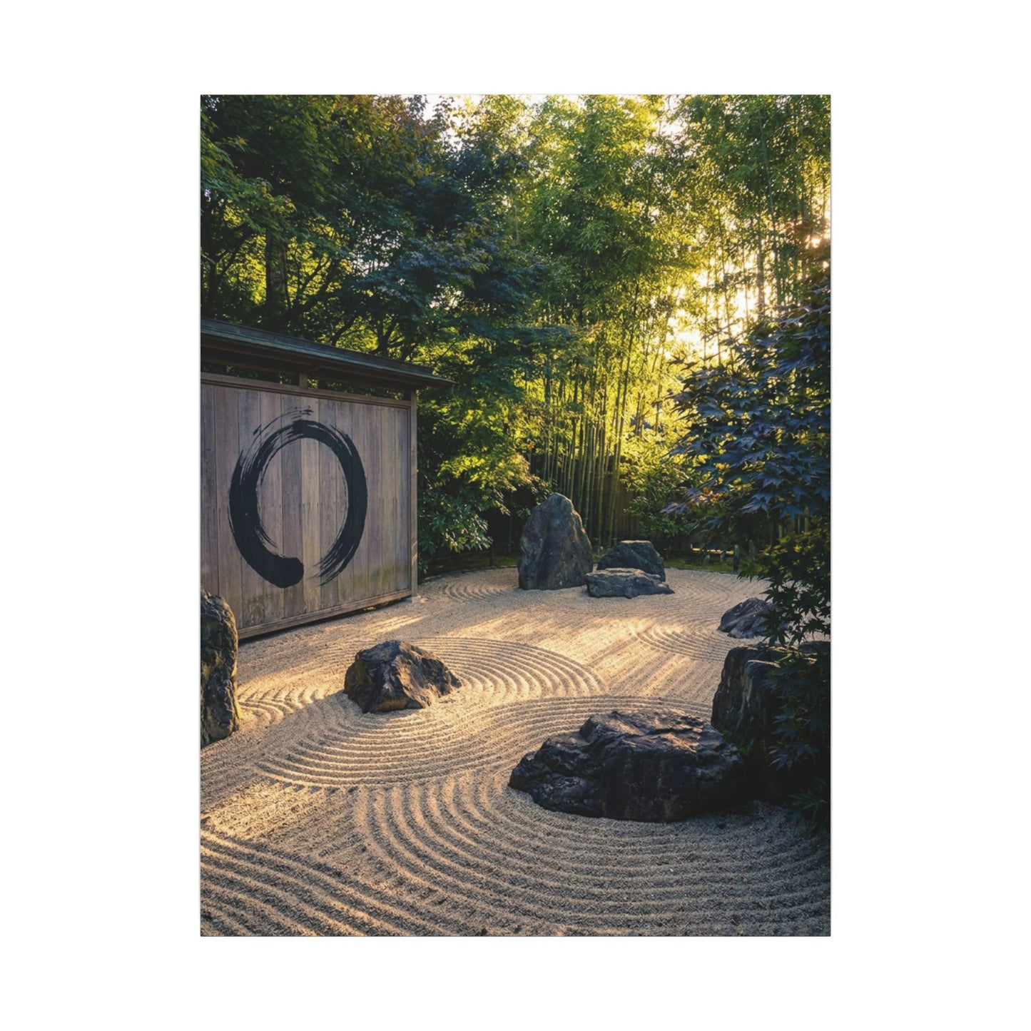 Rock Garden Enso Canvas Art | Tranquil Zen Art