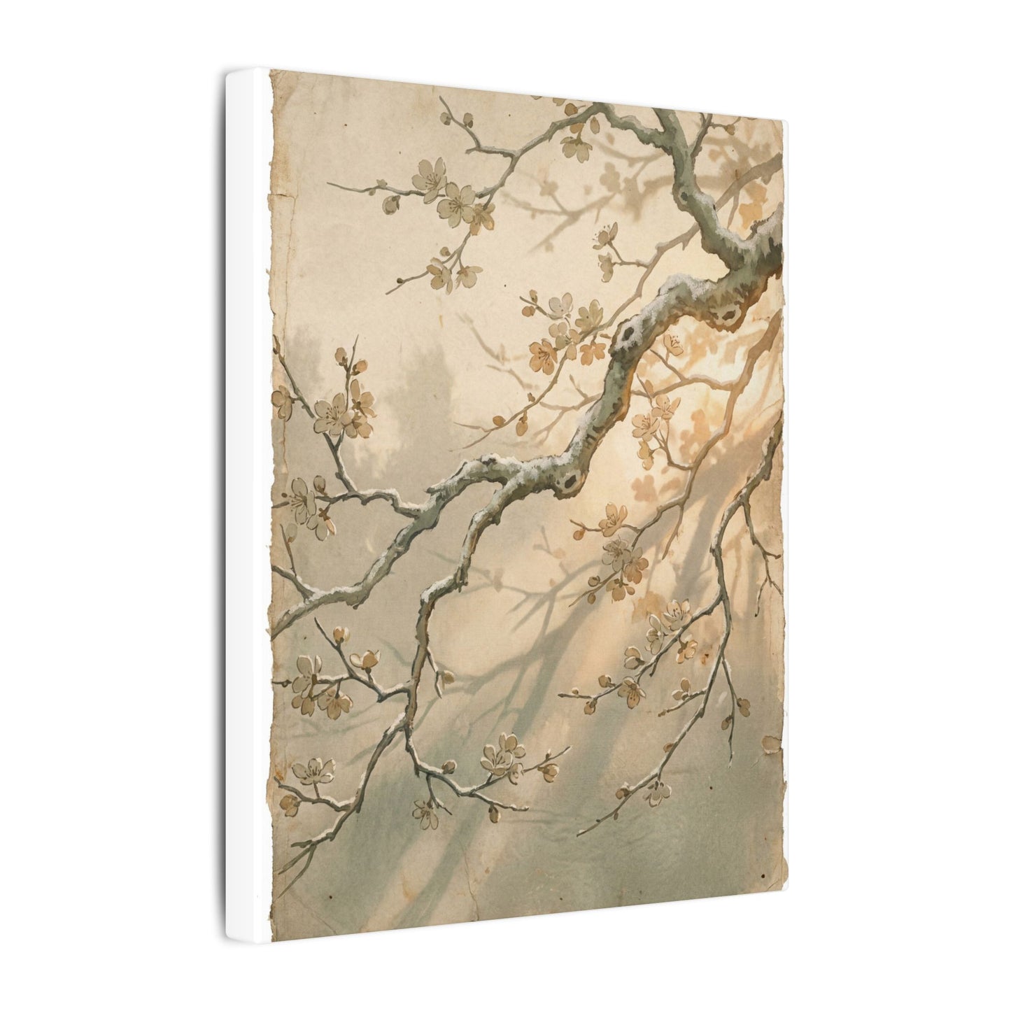 Cherry Blossom Canvas Art | Winter Japandi Japanese Pattern Art
