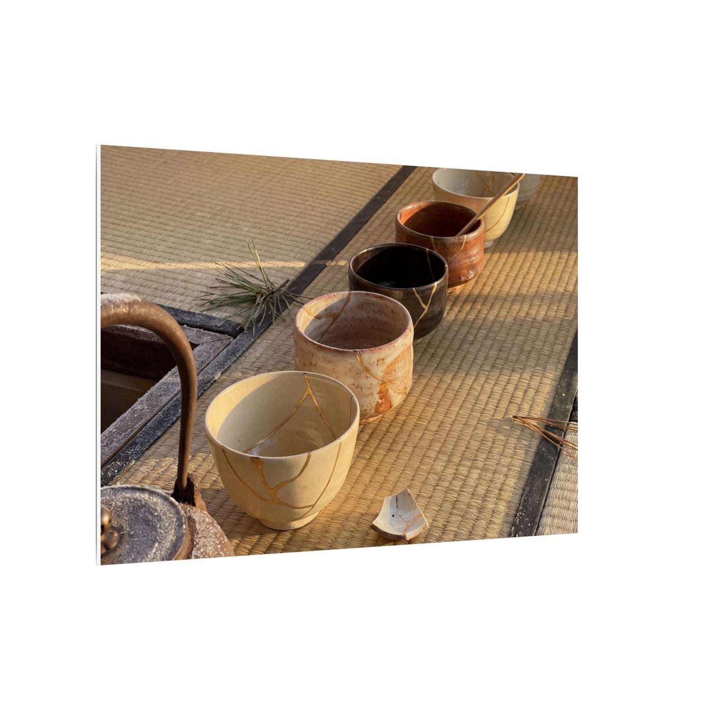 Kintsugi Tea Ceremony in Golden Hour | Gold Repair Canvas Art