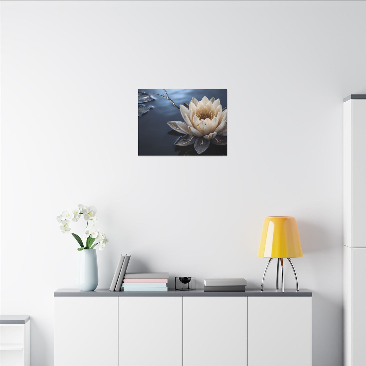 Beautiful Lotus Flower Canvas Art - Gold Vein Kintsugi
