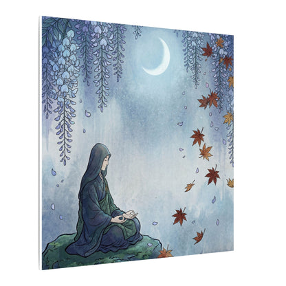 Zen Wisteria in Moonlight | Ukiyo E Inspired Canvas Art Art Print