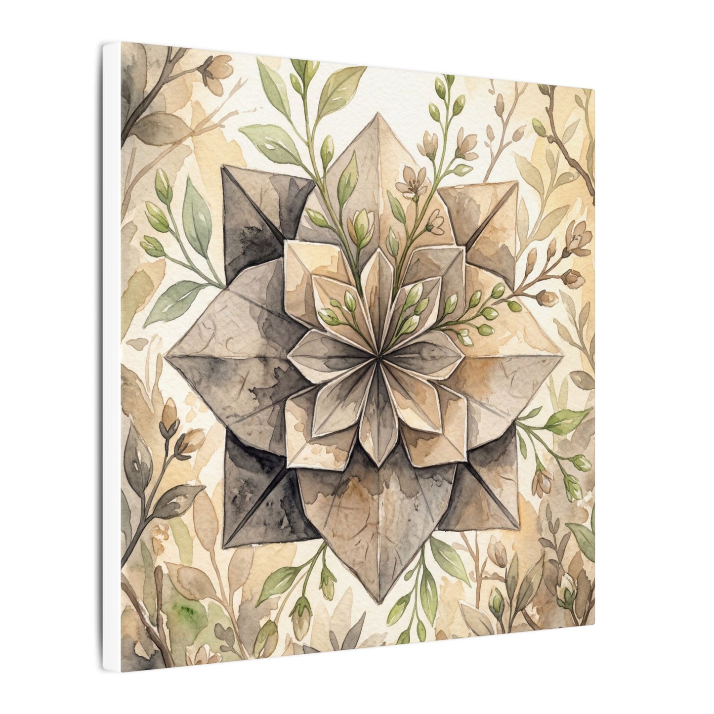 Warm Paper Fold Canvas Art - Watercolor Japandi