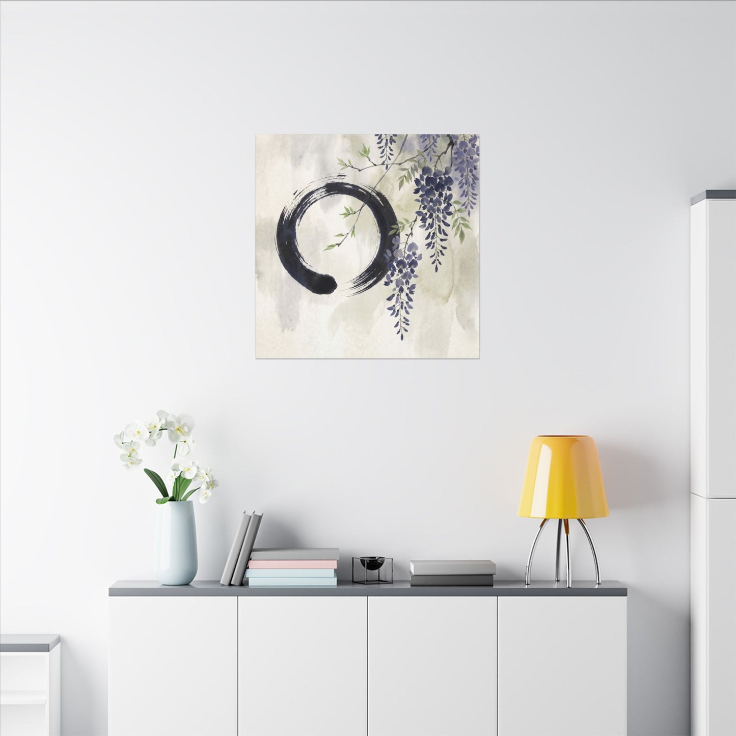 Wisteria Enso Canvas Art | Serene Zen Art