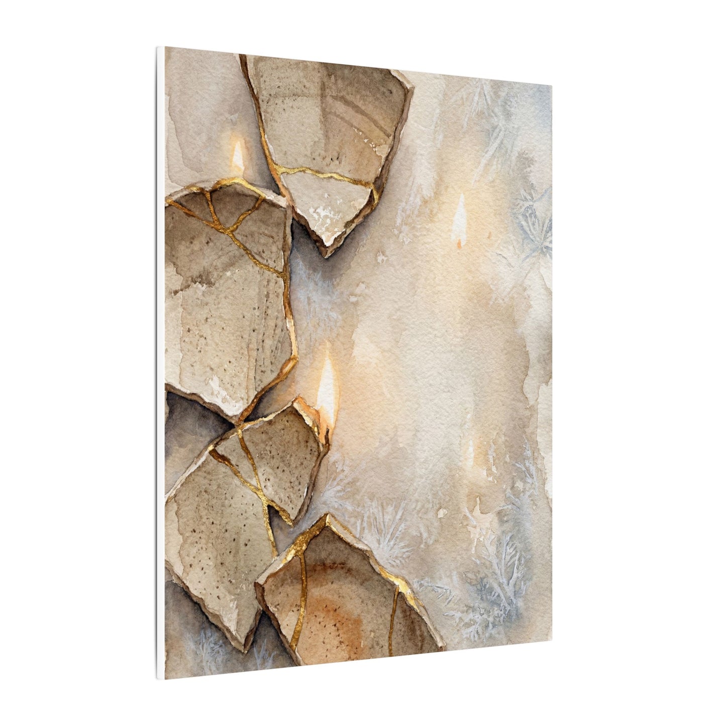 Broken Pottery Winter Canvas Art | Japandi Warm Design