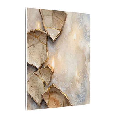 Broken Pottery Winter Canvas Art | Japandi Warm Design
