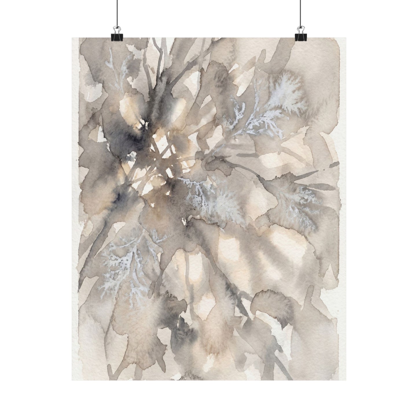 Shadow Play Wall Art Print | Winter Japandi Watercolor Art