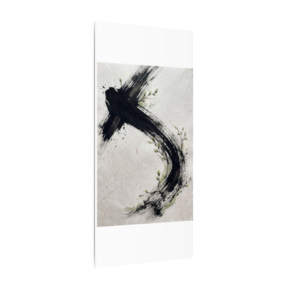 Ink Brushstroke Spring Canvas Art | Dark Japandi Sophisticated Design