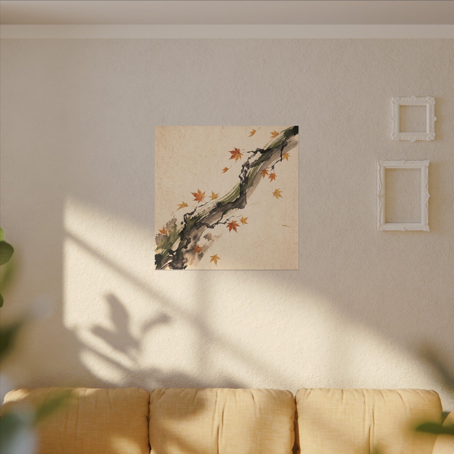 Ink Brushstroke Autumn Canvas Art | Zen Calm Design