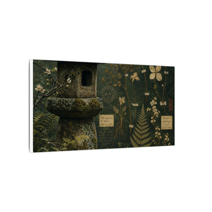 Spring Stone Lantern Herbarium Canvas Art | Nostalgic Decor