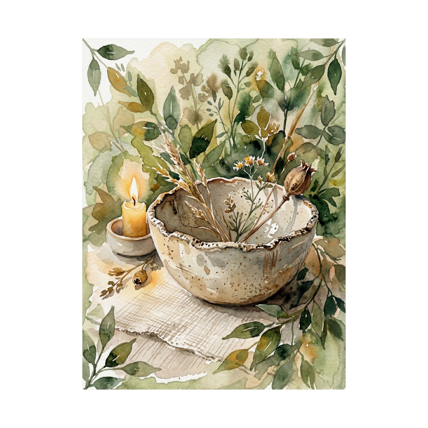 Ceramic Bowl Watercolor Wall Art Print | Neutral Japandi Art