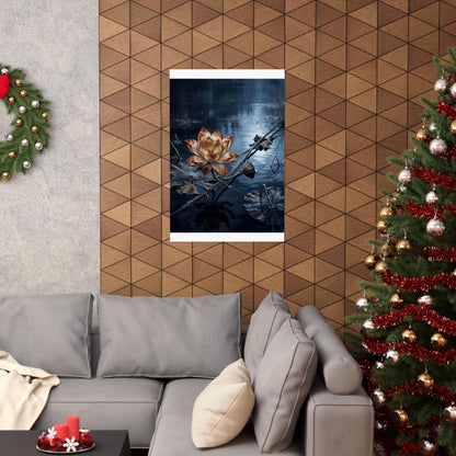 Kintsugi Lotus Flower in Moonlight | Broken Beauty Wall Art Print