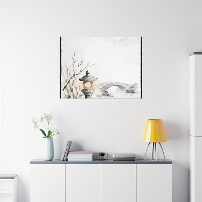 Moonlit Garden Spring Canvas Art | Zen Contemplative Design