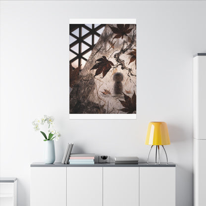 Shoji Screen Autumn Canvas Art | Dark Japandi Atmospheric Design