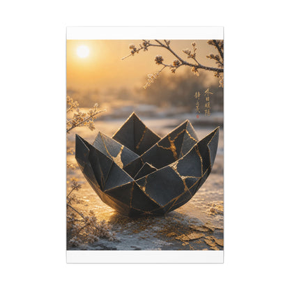 Kintsugi Paper Fold in Golden Hour | Gold Repair Canvas Art
