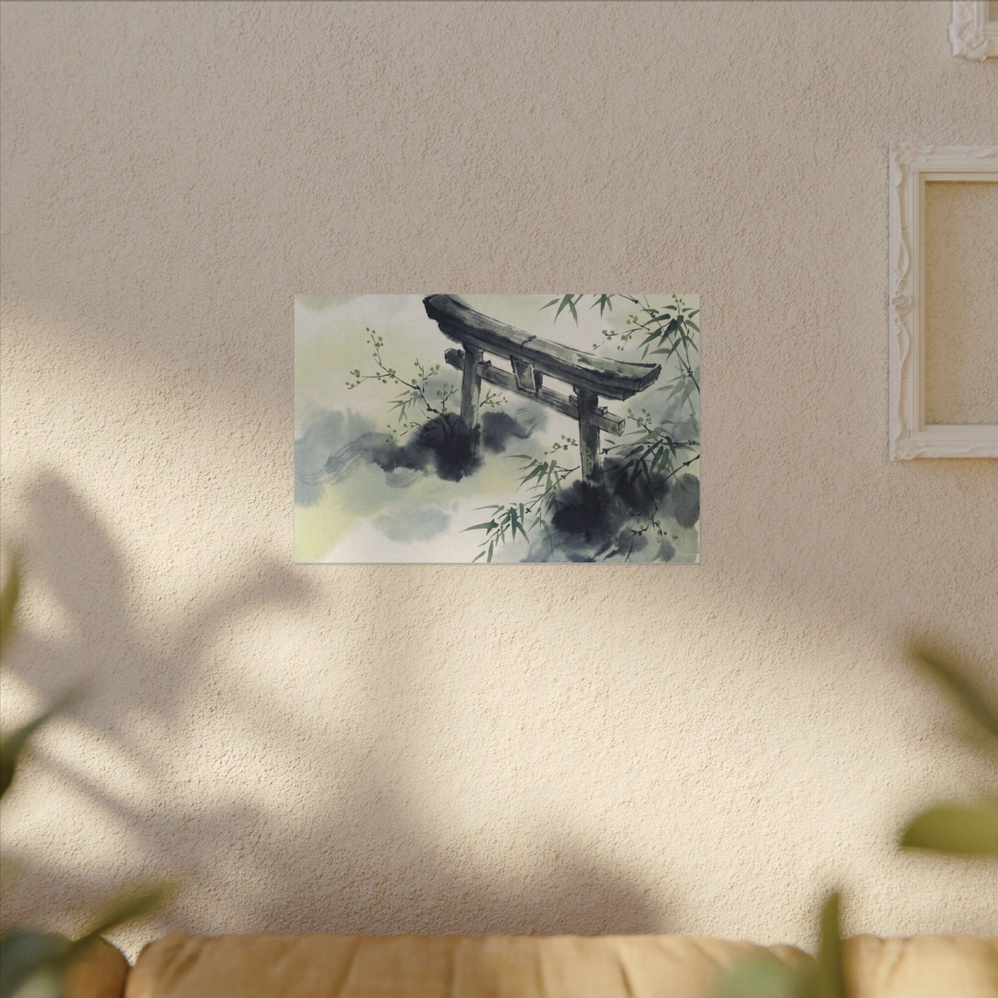 Torii Gate Sumi E Canvas Art | Serene Zen Art