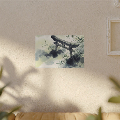 Torii Gate Sumi E Canvas Art | Serene Zen Art