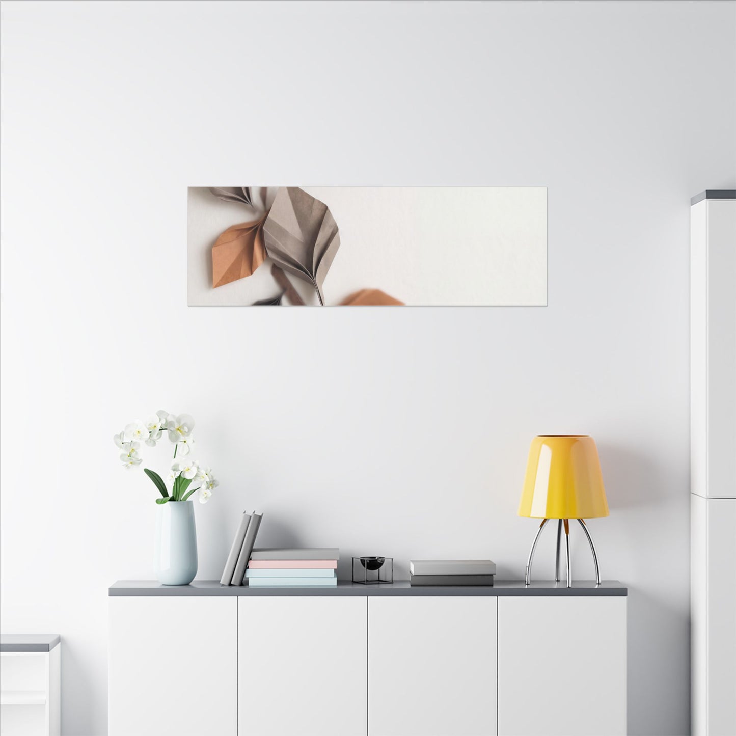 Paper Fold Autumn Canvas Art | Japandi Earthy Design