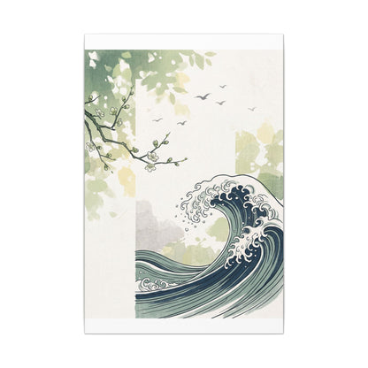 Spring Ocean Wave Ukiyo E Inspired Canvas Art | Serene Decor