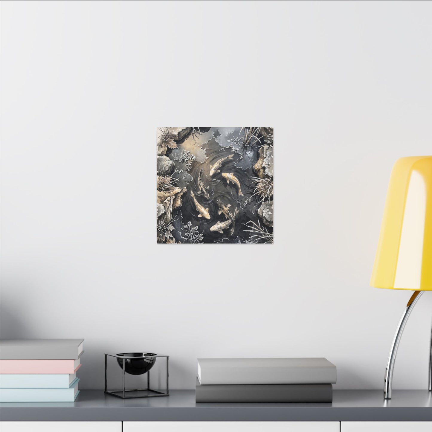 Koi Pond Canvas Art | Winter Japandi Japanese Pattern Art