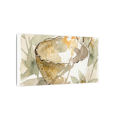 Spring Ceramic Bowl Watercolor Canvas Art | Neutral Decor
