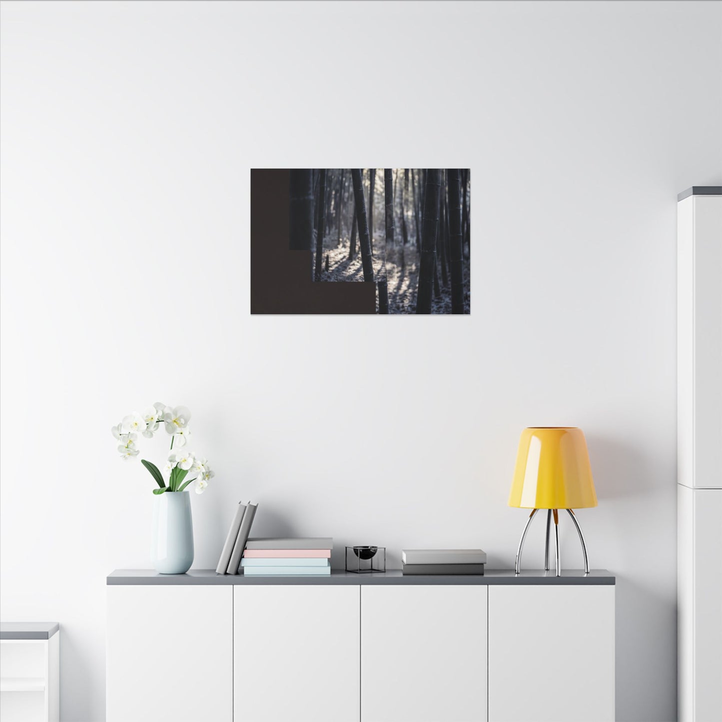 Bamboo Grove Canvas Art | Winter Dark Japandi Moody Minimal Art