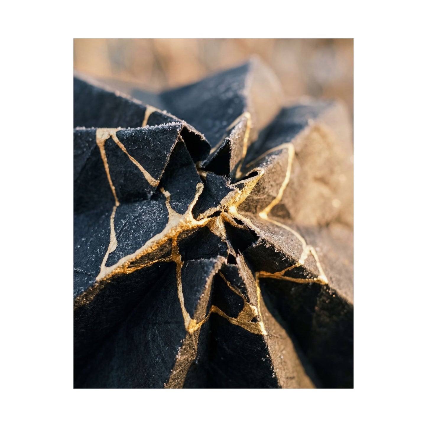Paper Fold Wall Art Print | Winter Kintsugi Gold Repair Art