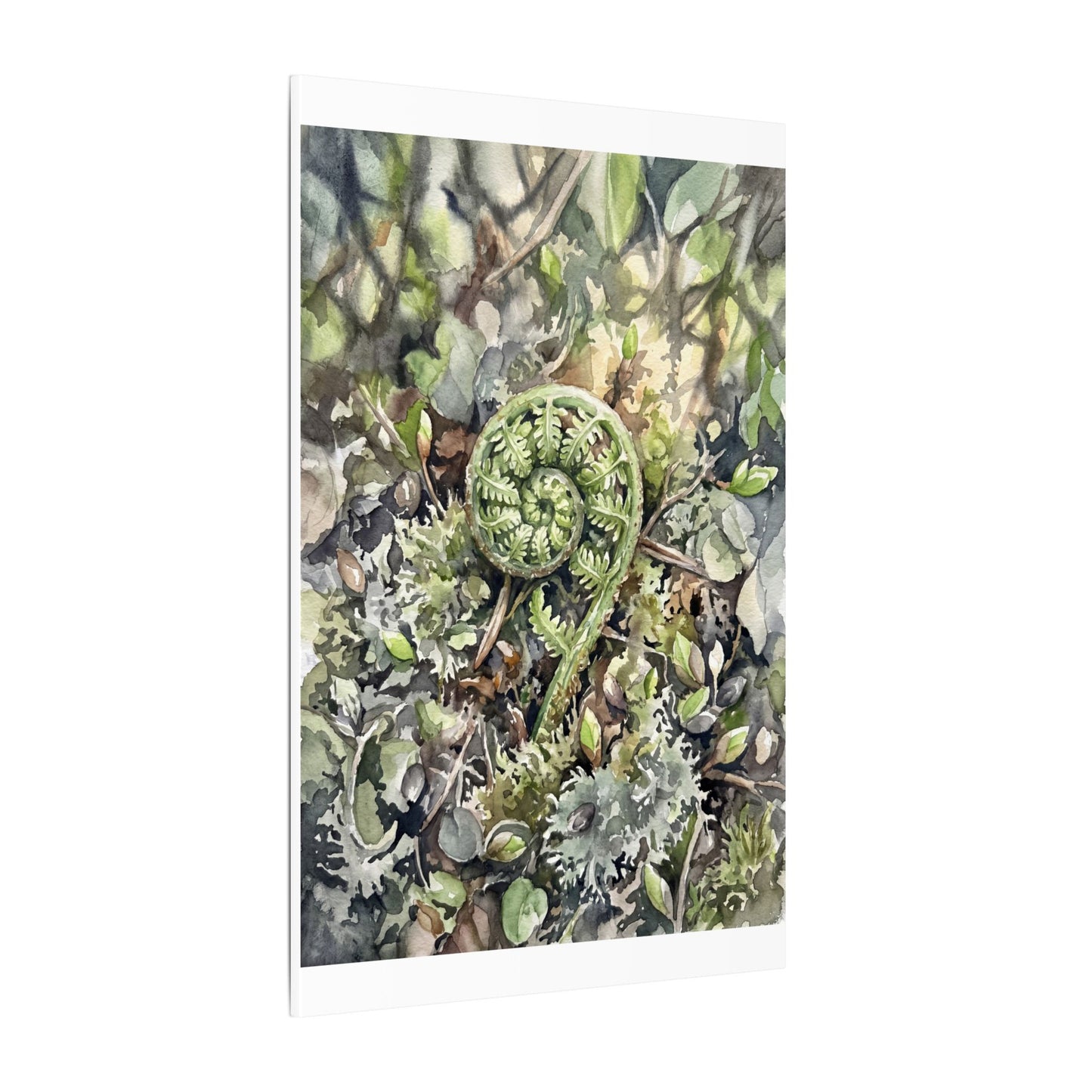 Fern Unfurling Spring Canvas Art | Japandi Neutral Design