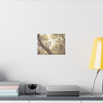 Summer Wisteria Mushroom Illustration Canvas Art | Enchanting Decor