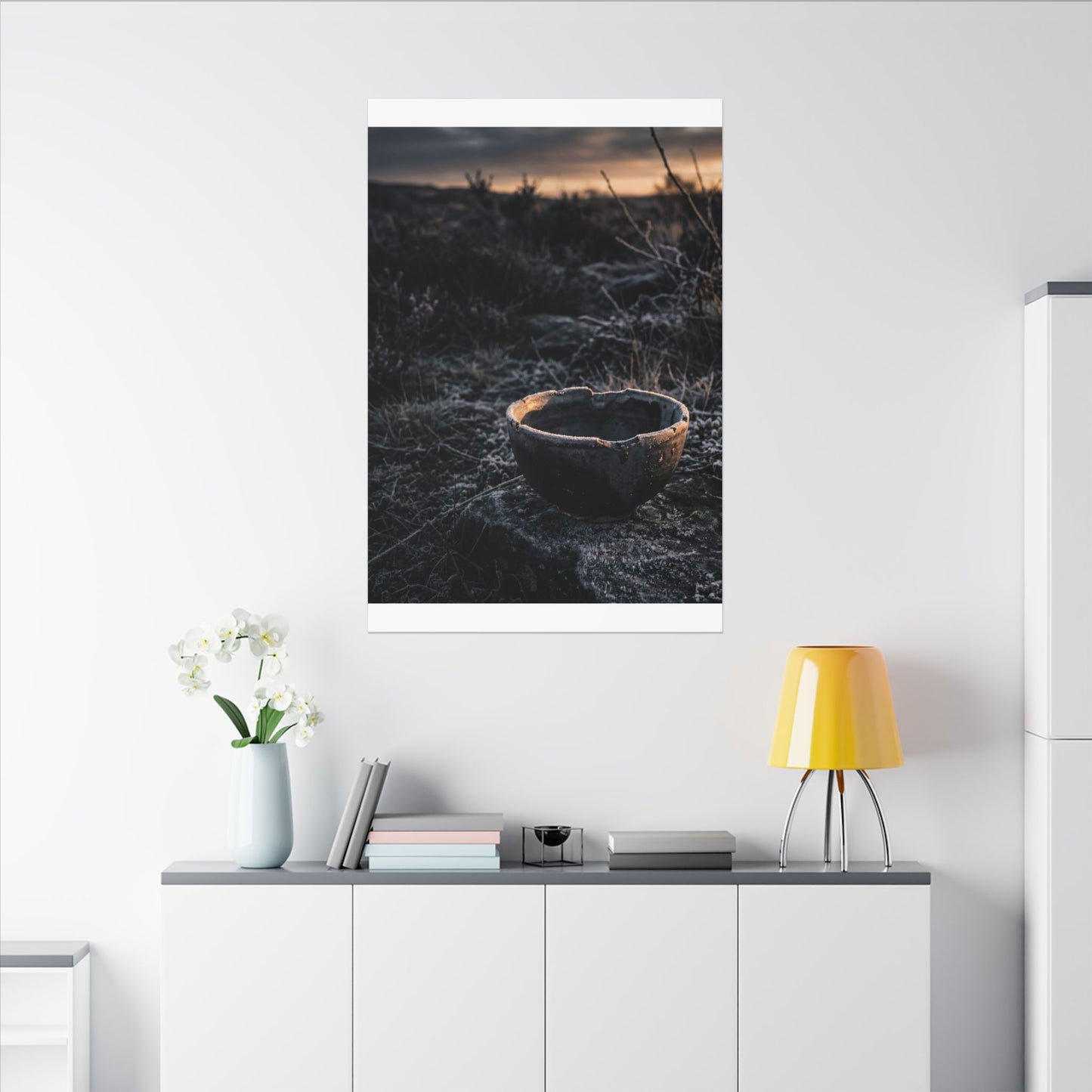 Kanso Ceramic Bowl Canvas Art - Dark Japandi Dark Texture