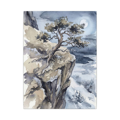 Pine Tree Canvas Art | Winter Japandi Watercolor Art