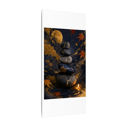 River Stones Autumn Canvas Art | Kintsugi Artful Design