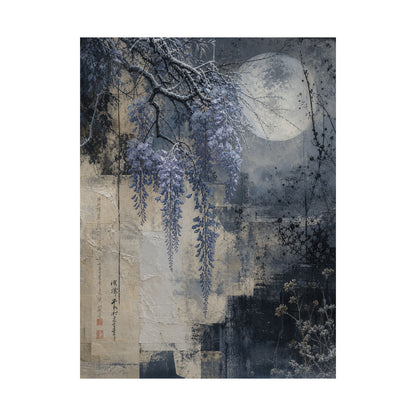 Moonlight Wisteria Wall Art Print - Japandi Seijaku
