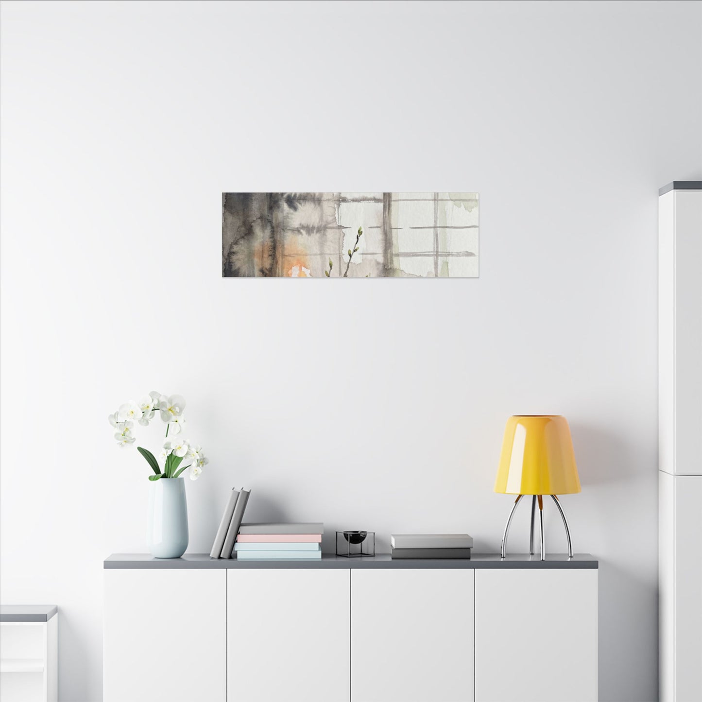 Shoji Screen Canvas Art | Spring Japandi Watercolor Art