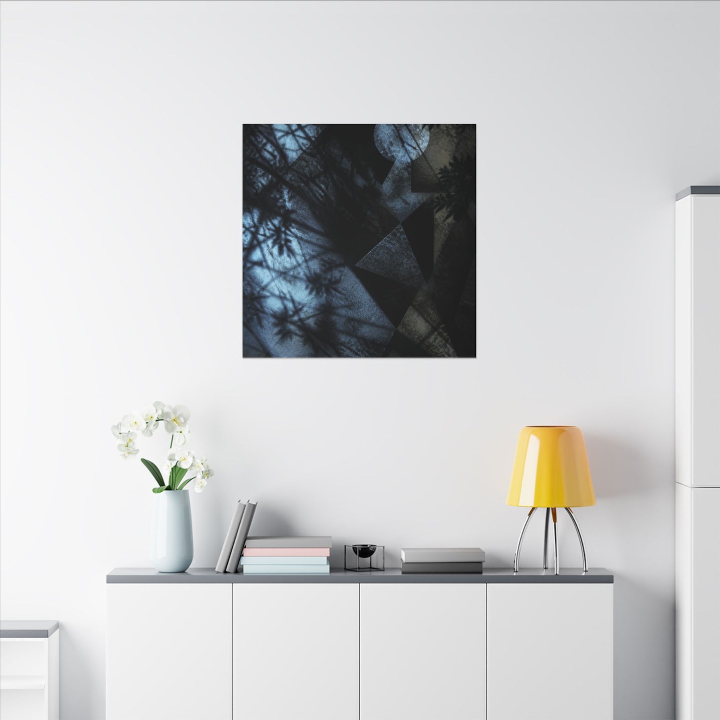 Shadow Play Winter Canvas Art | Dark Japandi Luxurious Design